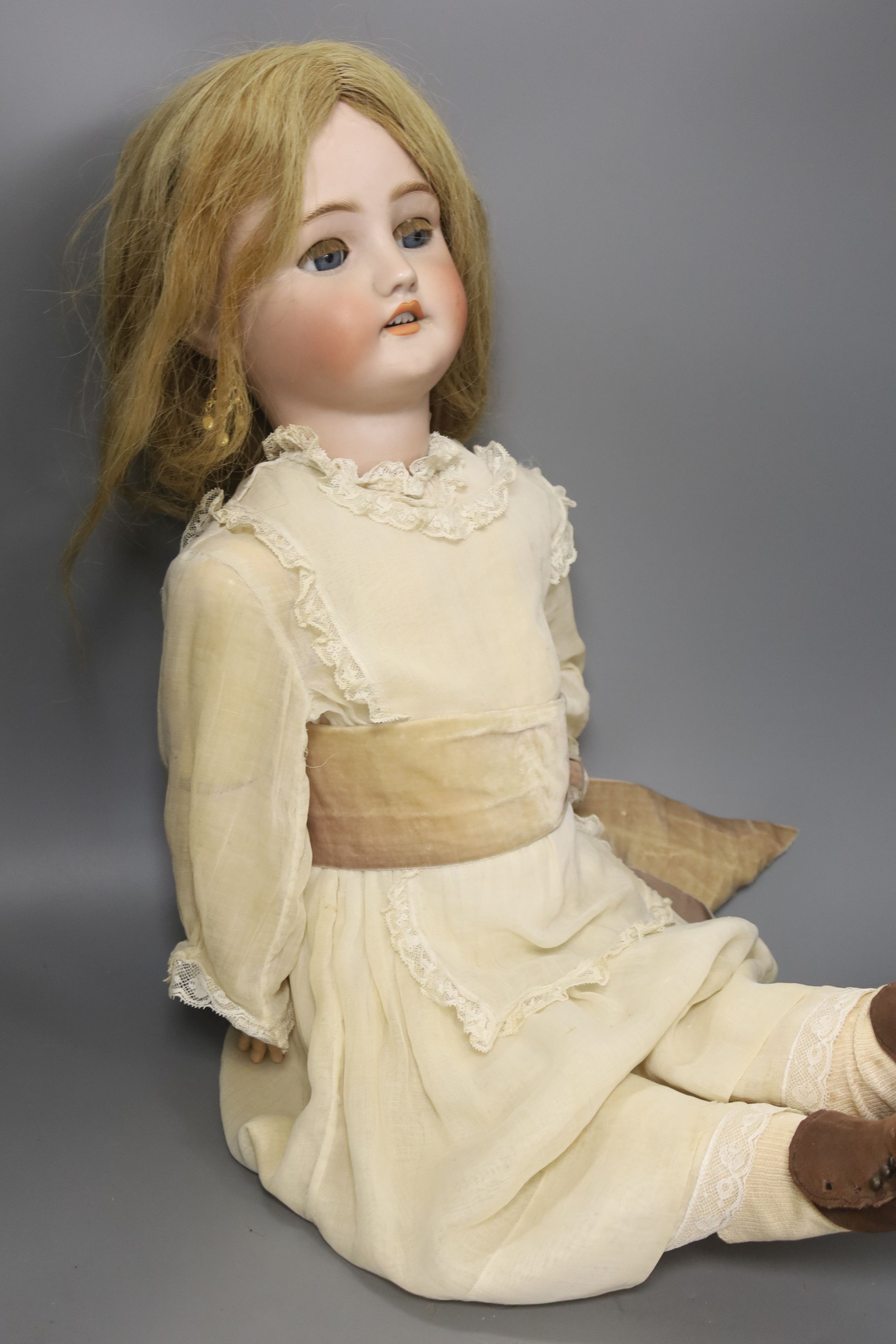 A Large Simon & Halbig C M Bergmann 13 1/2 bisque headed doll